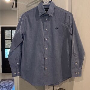 RALPH LAUREN Blue Chambray Button Up Shirt Crescent Logo Youth 14 Preppy Boys